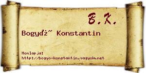 Bogyó Konstantin névjegykártya